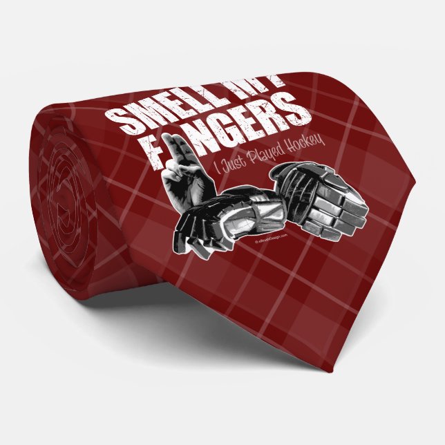 Smell My Fingers (hockey) Neck Tie (Rolled)