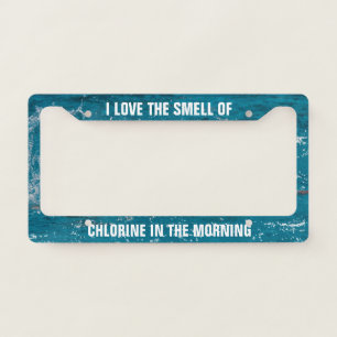 Smell of chlorine in the morning swim water polo license plate frame