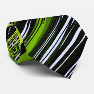 Smell of Grass - Abstract Fractal Striped Pattern Neck Tie