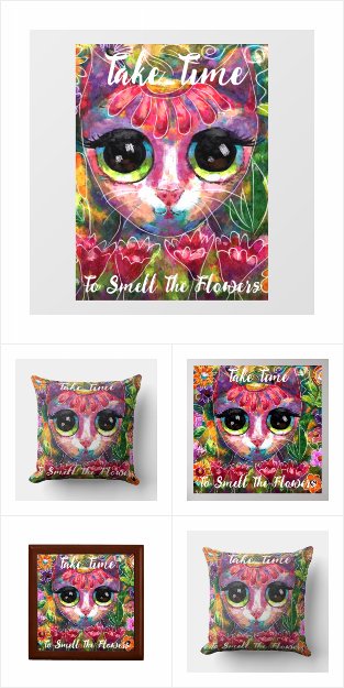 Smell The Flowers Cat Home Decor