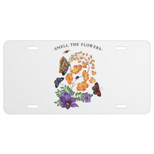Smell the flowers design license plate