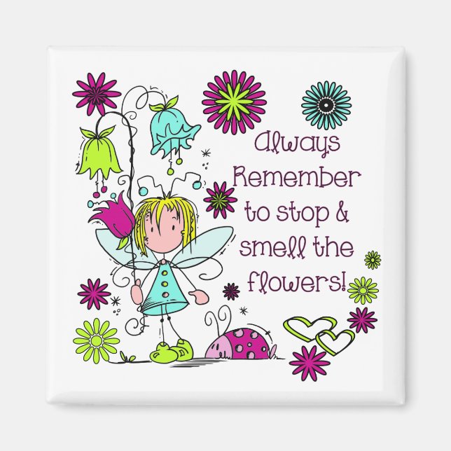 Smell the Flowers Garden Fairy Magnet (Front)