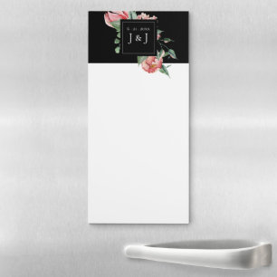 Smell the Roses Floral Frame Wedding Notes Magnetic Notepad