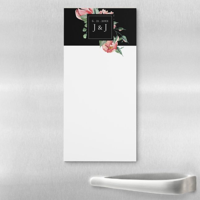 Smell the Roses Floral  Frame Wedding Notes Magnetic Notepad (In Situ)