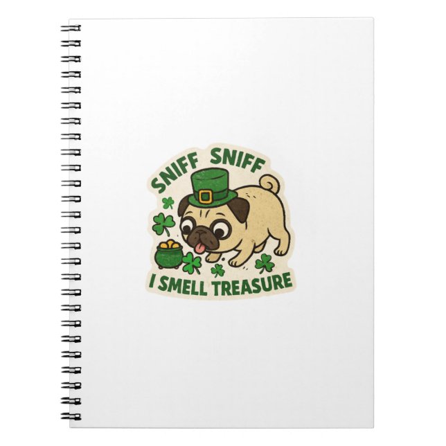 Smelling Treasure Pug St.Patrick's Day Notebook (Front)