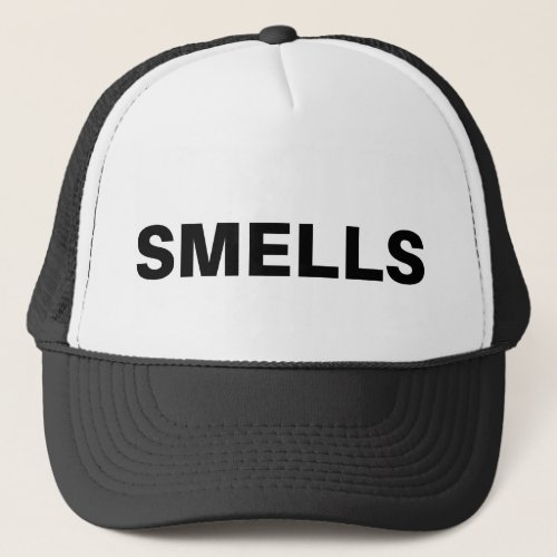 SMELLS fun ironic slogan trucker hat