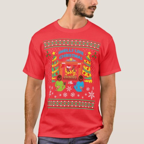 Smells like Christmas Horror Santa Kids Ugly Chris T_Shirt
