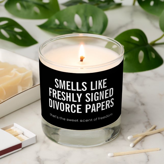 Smells Like Divorce Papers Black & White Scented Candle (Lit)