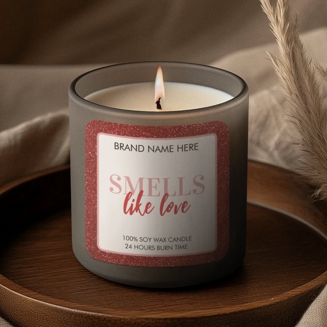 Smells Like Love Valentine Glitter Candle Label  (Creator Uploaded)