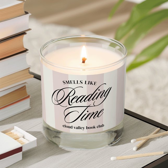 Smells Like Reading Time Striped Custom Book Club Scented Candle (Creator Uploaded)
