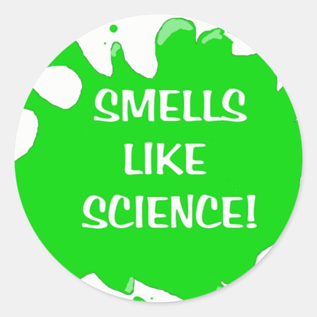 smells like science classic round sticker (Front)