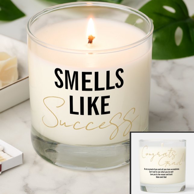 Smells Like Success Custom Message Graduation Gift Scented Candle (Creator Uploaded)