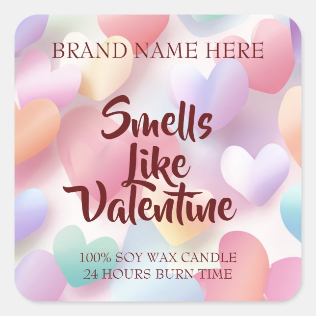 Smells Like Valentine Candle Label Love Theme (Front)