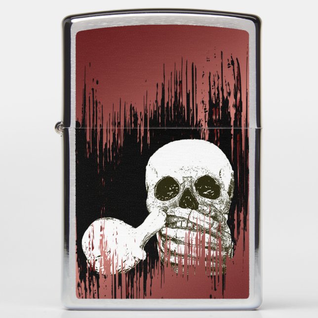 Smelly Breath Garlic Skull Zippo Lighter (Front)