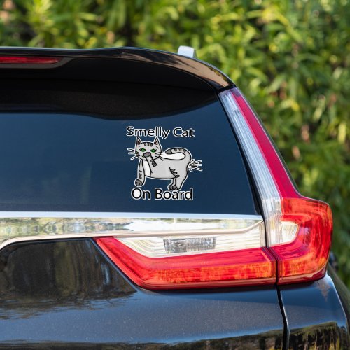 Smelly Cat on Board Funny Farting Humor Sticker