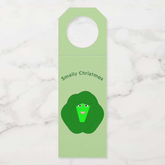 Smelly Christmas Brussels Sprout Personalized Bottle Hanger Tag (Front)