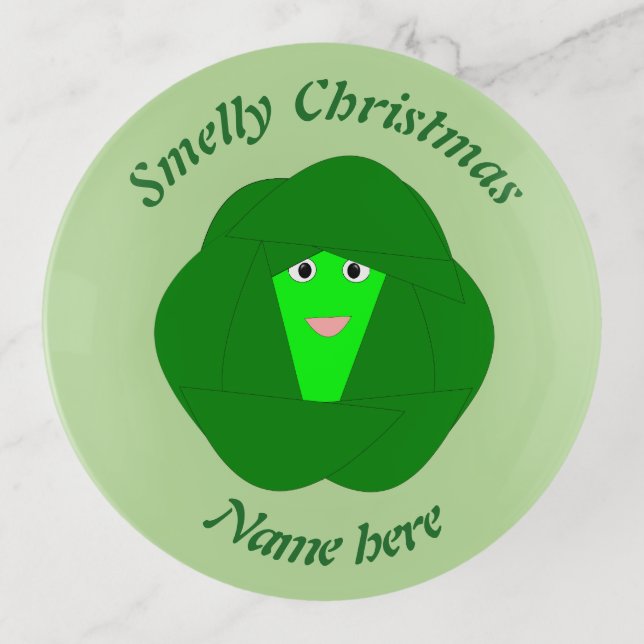 Smelly Christmas Brussels Sprout Personalized Trinket Tray (Front)