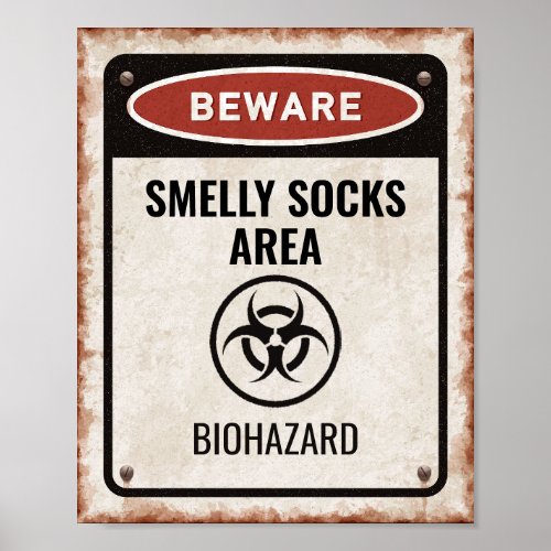 Smelly socks area sign with biohazard icon