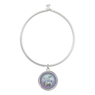Smeraldo flower Charm Bangle Bracelet