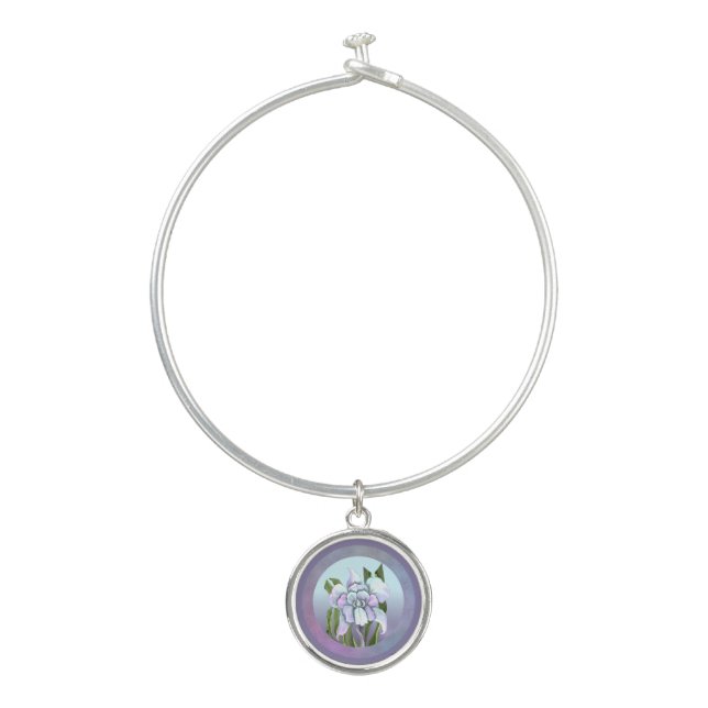 Smeraldo flower Charm Bangle Bracelet (Front)