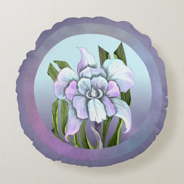 Smeraldo Flower Round Pillow (Front)