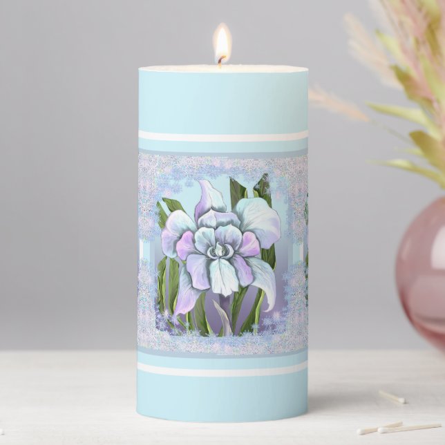 Smeraldo flower & snow pillar candle (In Situ)