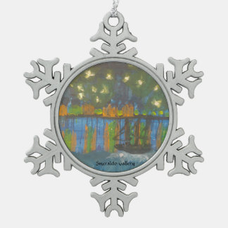 Smeraldo Gallery"Starry Night on the Rhone" Snowflake Pewter Christmas Ornament