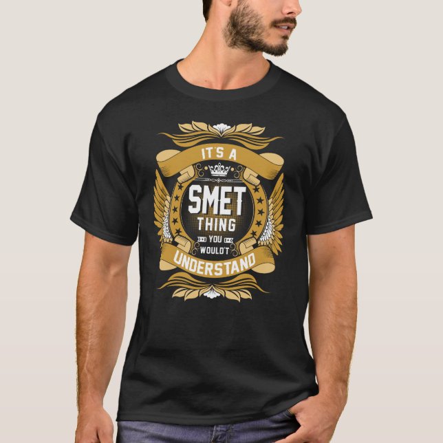 SMET Last Name, SMET family name crest T-Shirt (Front)
