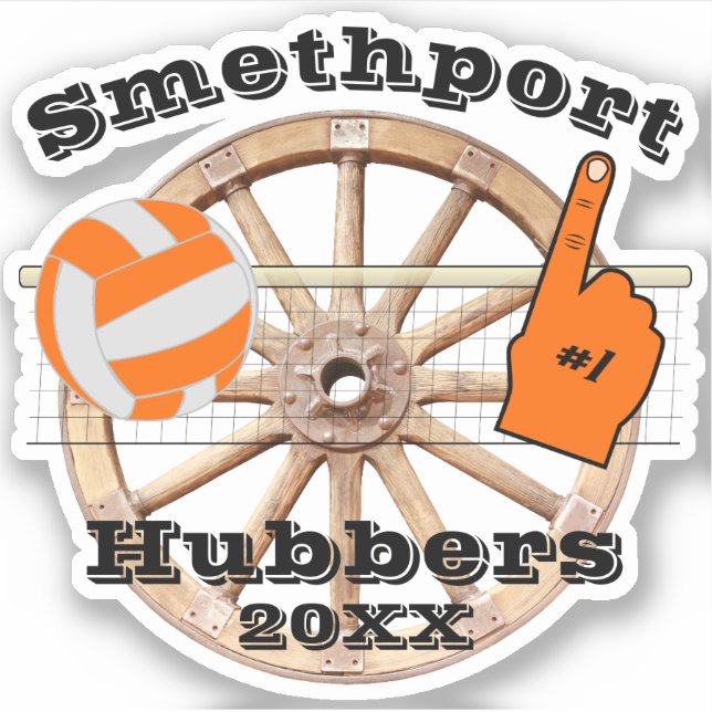 Smethport Hubbers Wheel #1 Fan Volleyball and Net Sticker (Front)