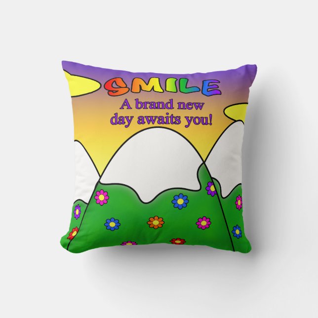 Smile A Brand New Day Awaits You Square Pillow (Front)