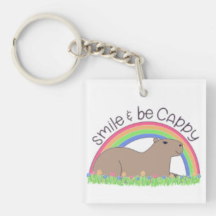 Smile and Be Cappy cute happy capybara Keychain