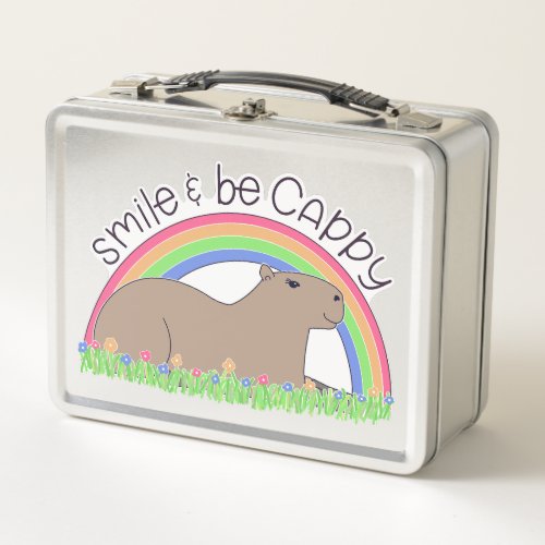 Smile and Be Cappy cute happy capybara Metal Lunch Box