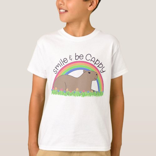 Smile and Be Cappy cute happy capybara T_Shirt