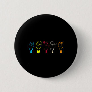 Smile ASL Alphabet American Sing Language ASL Teac Button