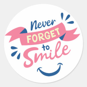 Smile Attitude Happiness Pink & Blue Wedding Party Classic Round Sticker