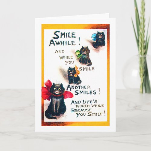 Smile Awhile Black Cat Louis Wain Card