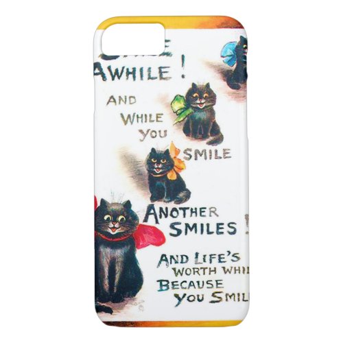 Smile Awhile Black Cat Louis Wain iPhone 87 Case