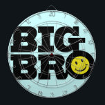 Smile Big Bro black light blue yellow dart board<br><div class="desc">Graphic badge designed by Sarah Trett. Perfect for new big brothers as a gift when new siblings are born. Designed by Sarah Trett. Would look great in a kids bedroom or games room.</div>