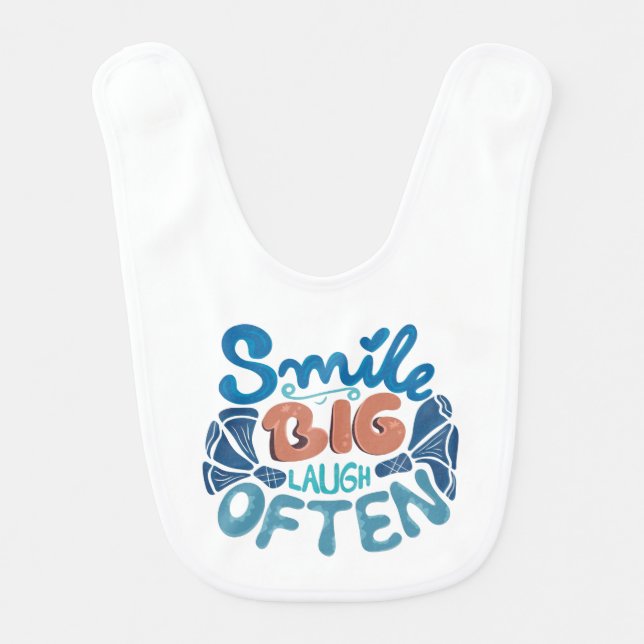 Smile Big Laugh Often: Heartwarming Message Baby Bib (Front)