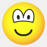 Smile! big tellow emoticon classic round sticker