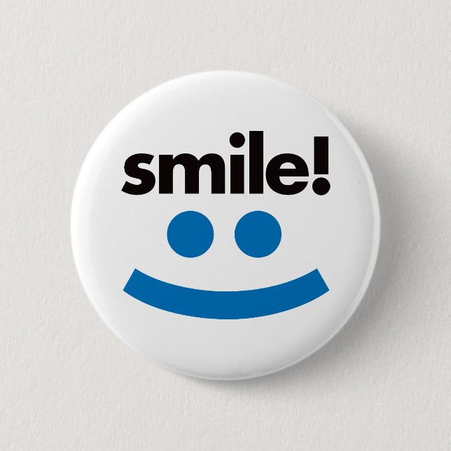 Smile - Blue Pinback Button (Front)