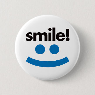 Smile - Blue Pinback Button