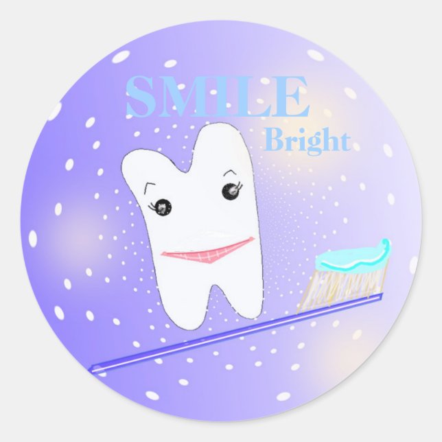 Smile Bright Dental Classic Round Sticker (Front)