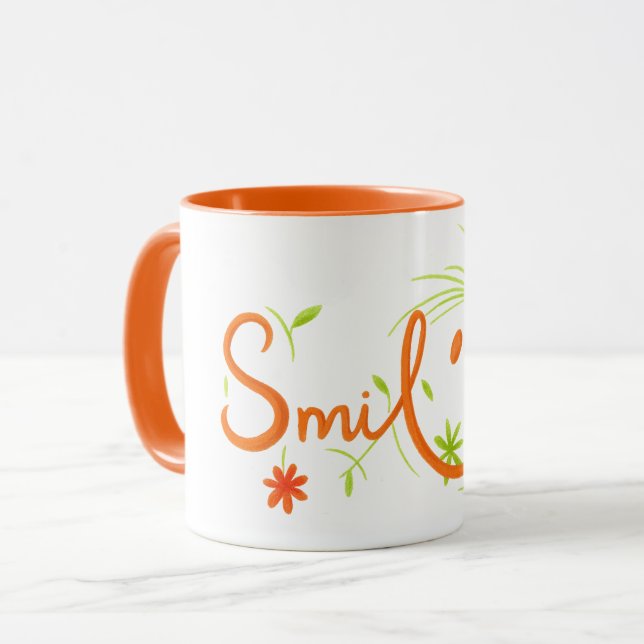 Smile Brush Style Line Art | Combo Mug (Front Left)