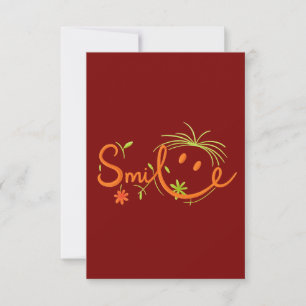 Smile Brush Style Line Art   Thank You Card 3.5"x5