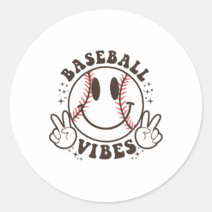 Smile Bysebyll Vibes Game Day Life Mom Retro Happy Classic Round Sticker