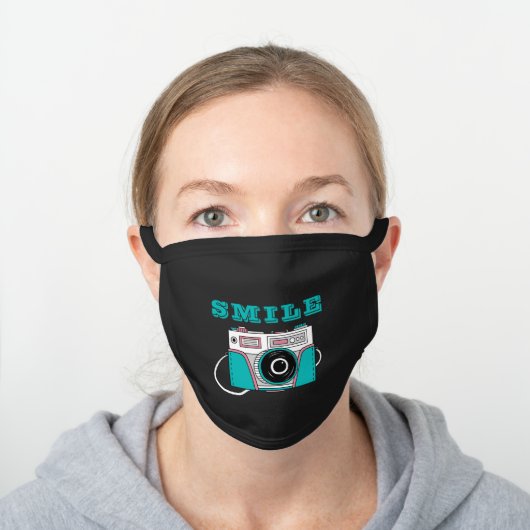 Smile Camera Ready Black Cotton Face Mask (Worn)