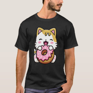 Smile Cat Donut Lover Otaku Cute Kitty Cat Tee