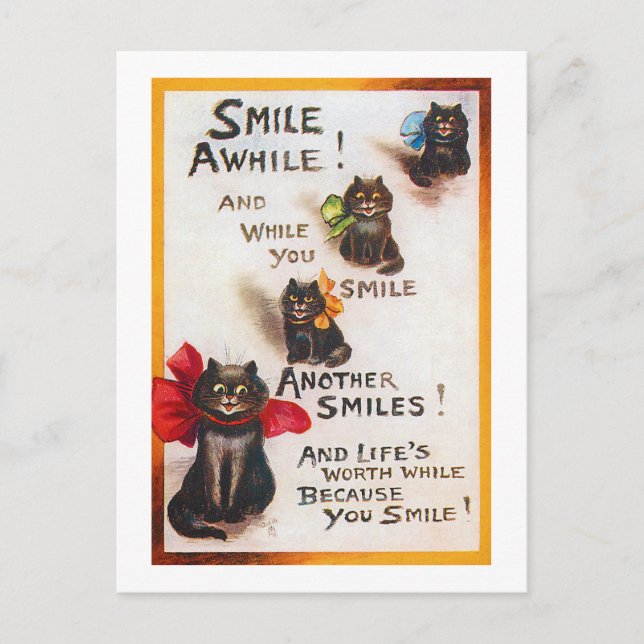 Smile Cats, Louis Wain Postcard (Front)