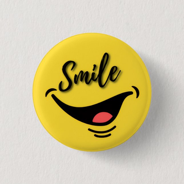 Smile 😊 | Cheerful Yellow Badge | Positive Vibes Button (Front)